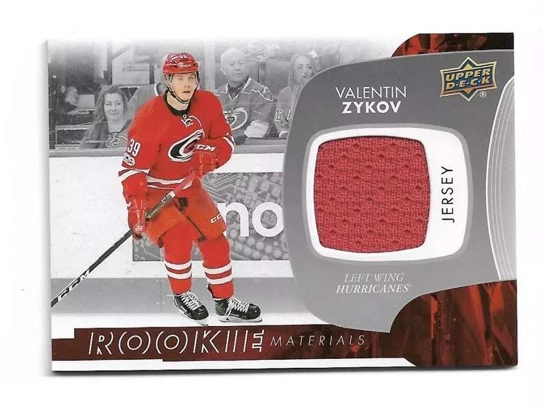 2017-18 Upper Deck Rookie Materials SP VALENTIN ZYKOV JERSEY PATCH RC Hurricanes - Image 1 of 1