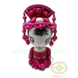 China Minoría Étnica Q-Doll Prendas para la cabeza Belleza Niña Estatuilla Muñeca (alto 4") Rosa profundo - Imagen 1 de 6