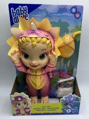 2020 Baby Alive Dino Cuties Play Doll With Triceratops Pajamas Drinks & Wets - Image 1 of 4
