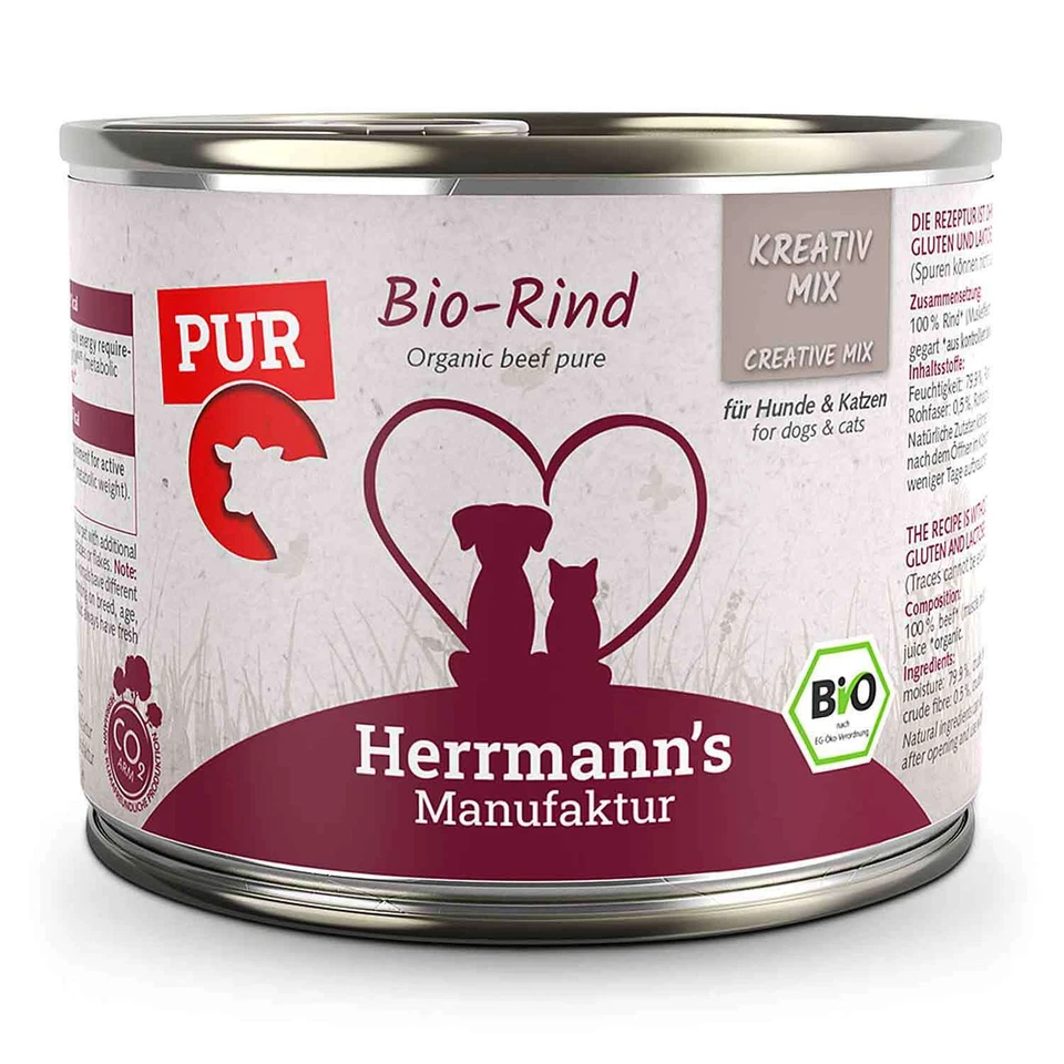 Herrmanns Katzenfutter & Hundefutter Bio Rind aus Reinfleisch Tiernahrung 200Gr - Bild 1 von 1