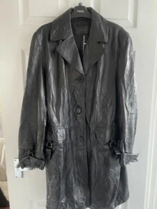 Vintage Retro WILSONS LEATHER Coat - Black - SOFT Leather. UK Size 14 - Picture 1 of 6