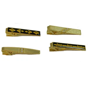 Krawattennadeln 4erSet vergoldet Strasssteine Herrenschmuck schwarz gold Tiepin - Bild 1 von 1
