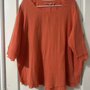 Soft Surroundings Top Sz 1X Boho Lagenlook Crepe Handkerchief Edge 100% Cotton - Picture 1 of 7