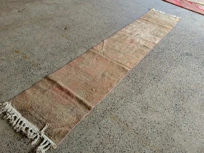 2.5x13 ft  Vintage Turkish Runner Rug Wool Anatolian Handmade Hallway Oushak - Image 1 of 4