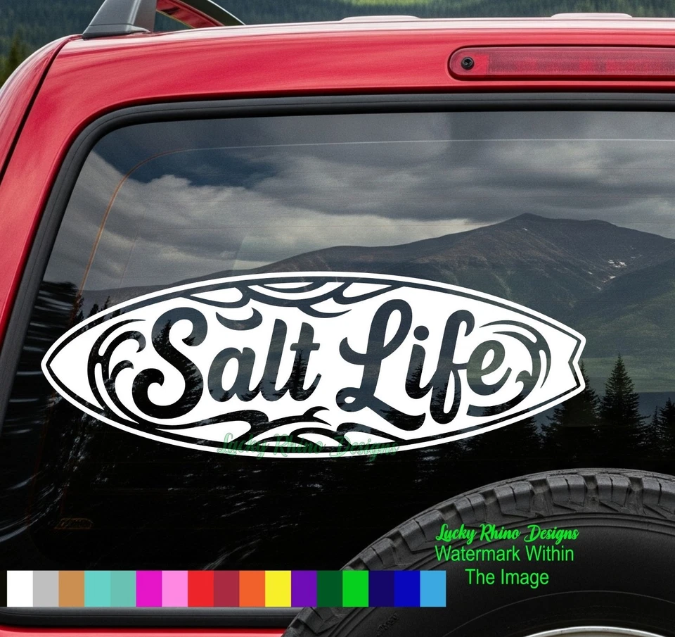 Calcomanía pegatina para tabla de surf Salt Life coche camión ventana parachoques vinilo playa océano Foto 1 de 4