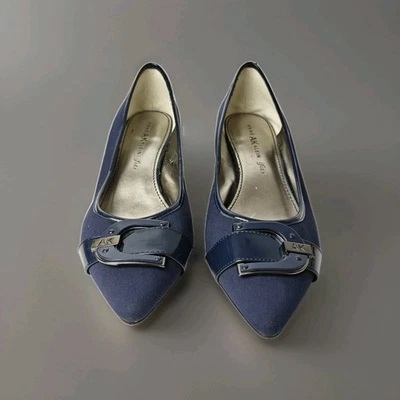 Vtg Anne Klein iFlex Womens Pumps Size 9M Blue Toe Buckle Point Heels 1.5" Heel - Image 1 of 4