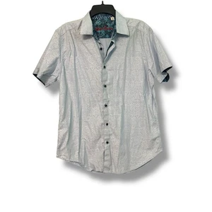 Robert Graham Poloshirt mittelblau Paisleymuster Kurzarm Flip Cuff - Bild 1 von 9