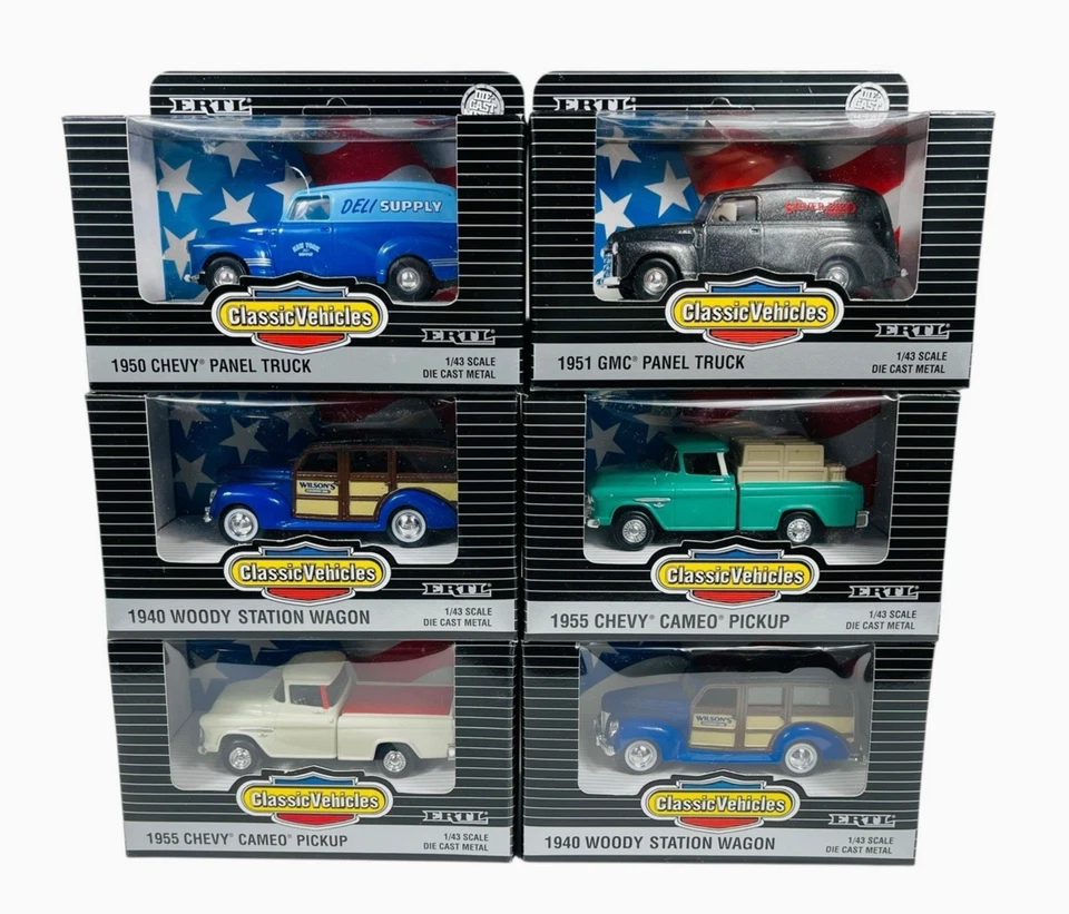 Qty 6 Ertl Panel Delivery Trucks Cameo Woody Die Cast~ NRFB 1:43 O Scale - Image 1 of 4