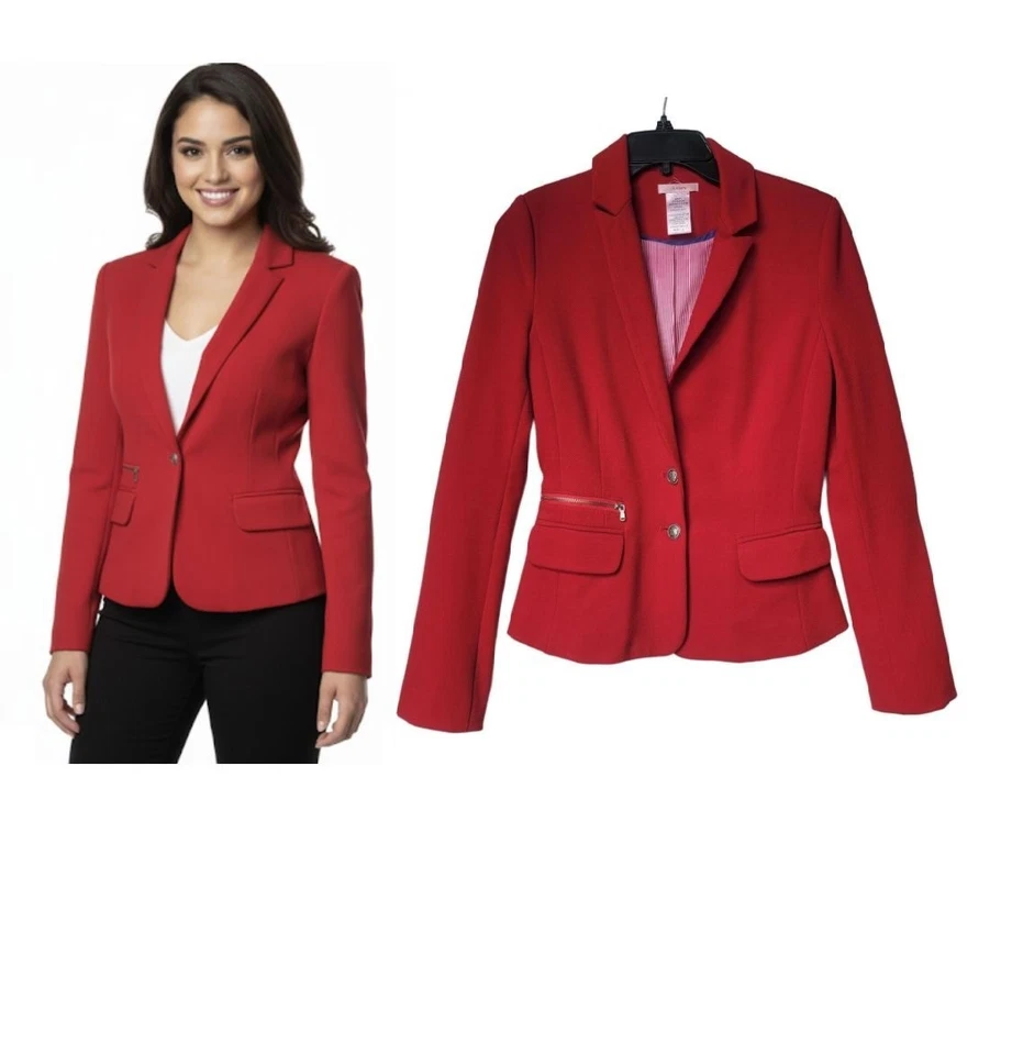 ❤️Anthropologie Esley Rojo Blazer Chaqueta Top Mujer Talla S Formal Negocios Trabajo Nuevo Foto 1 de 4