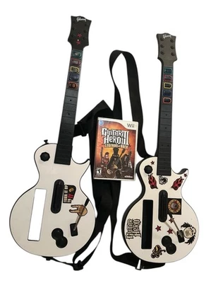 Nintendo Wii Guitar Hero III Legends of Rock Game & 2 Les Paul Controllers WORKS - Image 1 of 4