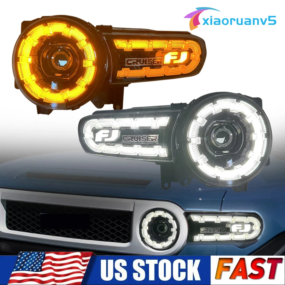 Headlight Set For 2007-2014 Toyota FJ Cruiser LED with Sequential Turn Signal - Imagem 1 de 4