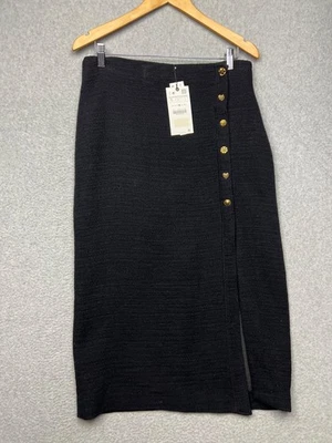 Falda Lápiz Zara Tweed Para Mujer L Botón Dorado Preppy Elegante Clásica Trabajo Carrera Foto 1 de 4