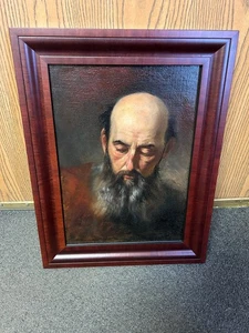 Obra de arte cabeza de hombre de artista alemán 24" x 18" - Imagen 1 de 4