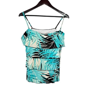 Caribbean Joe Island Supply Co Tropical Hawaiian Layered Padded Swim Top Size 16 - Picture 1 of 8