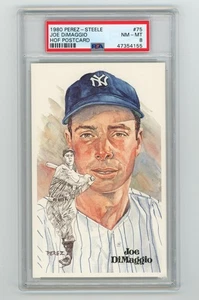 Tarjeta postal de Joe DiMaggio 1980 Pérez-Steele HOF #75 PSA 8 casi nueva-como nueva New York Yankees - Imagen 1 de 2