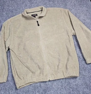 Chaqueta polar Croft & Barrow para hombre grande beige cremallera completa cuello falso dobladillo elástico - Imagen 1 de 5