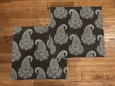 Pottery Barn Set of 2 Large Brown Paisley Pillow Covers 24x24 - Image 1 of 4