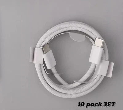 10 PACK 3FT OEM USB-C Braided Cable Charger For Apple iPhone 15 16 17 Pro Max - Image 1 of 4