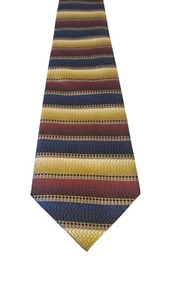 Carlos Devenezia Necktie Red Blue Yellow Colorblock Stripe Handmade Soft Silk - Picture 1 of 14