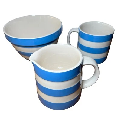 Juego de 3 piezas Cornish Blue 40 oz lavabo de pudín 20 oz jarra Dreadnought taza 15 oz Foto 1 de 4