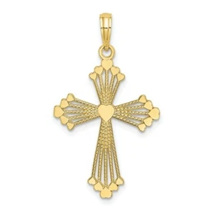 Real 10kt Yellow Gold Cross w/ Heart Center Charm - Picture 1 of 4