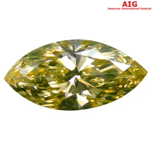 0.41 Ct AIG Certified Natural Diamond Fancy Green Yellow Marquise VS1 (8 X 4 MM) - Picture 1 of 3