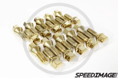 Z RACING 28mm GOLD 14X1.25MM Lug Bolts Cone Seat FOR BMW 3-SERIES 4-SERIES Bolt - Image 1 of 3