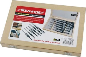 6pc Square Auger Drill Bit Set Mortice Hole Cutter 6, 8, 10, 12, 14, 16mm - Picture 1 of 1