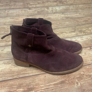 Johnston & Murphy Womens Size 9.5 Plum Suede Leather Ankle Boots Back Zip - Picture 1 of 10