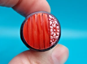 Vintage Larger Glass & Wood Flowers and Lines Sealing Wax Seal Stamp - Picture 1 of 4