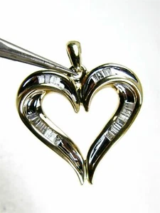 Estate 10k Yellow Gold JWBR Natural .30ctw Diamond Designer Heart Pendant 3.9g - Picture 1 of 4