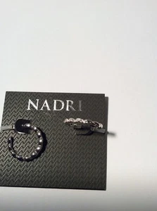 Nadri Silver Tone Pave Hoops $45 #111 - Picture 1 of 3