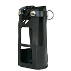 Boston Leather Plain Black Adjustable Radio Holder Case Fit Harris XG-100 D-ring