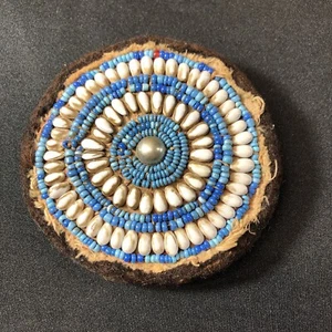Native American Indian Rosette w/ Authentic Trade Beads Mounted on Real Hair - Picture 1 of 24