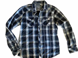 Buckle BKE Athletic Fit Plaid Long Sleeve Pearl Snap Shirt Mens Medium - Picture 1 of 4