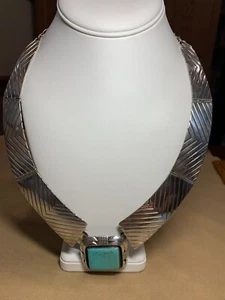 VTG Carol Felley Sterling Silver Turquoise Statement Necklace 115.7 Grams 22" - Picture 1 of 16