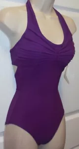 Capezio HALTER LEOTARD PLEATED FRONT Grape ADULT # 10190 DANCE BALLET ladies - Picture 1 of 10