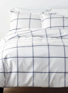 Company Store Window Pane Plaid 200TC Yarn Dyed Percale Queen Duvet Cover & Sham - Picture 1 of 7