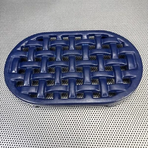 Gusseisen Untersetzer mit Emaille beschichtet - blau - Korbgeflecht - Bild 1 von 9