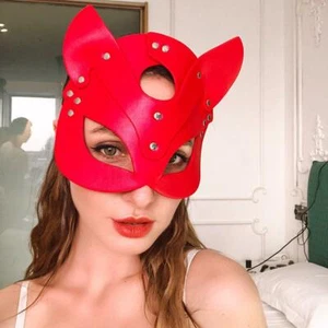 Sexy Women Mask Half Eye Cosplay Face Cat Leather Cosplay Masquerade - Picture 1 of 4