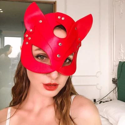 Sexy Women Mask Half Eye Cosplay Face Cat Leather Cosplay Masquerade - Image 1 of 2