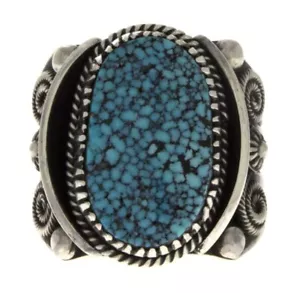 12,5 - Anello turchese naturale Birdseye Kingman dell'artista Navajo Delbert Gordon - Foto 1 di 4