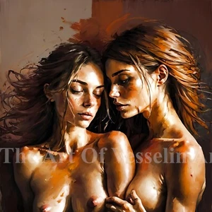 Female Printable Picture Download Digital Lesbian Couple Image Women LGBT Art - Picture 1 of 1