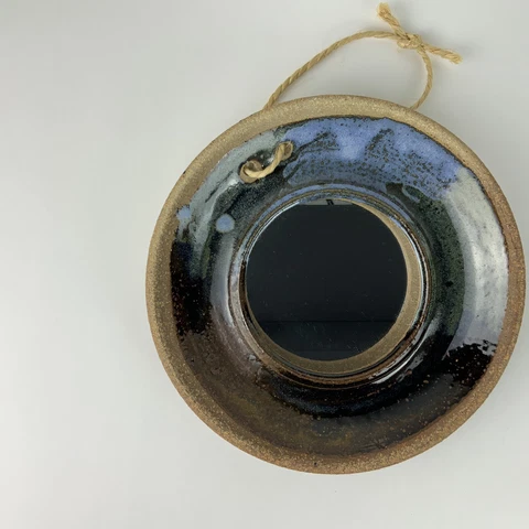 Vintage Hand Sculpted Ceramic Framed Mirror Wall Hanging Cover