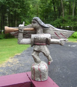 Original Folk Art Hand Carved Wood Santo Angel Sculpture 13" - Picture 1 of 7