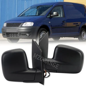 Pair Heated Mirror Manual Folding Primed Black For VW Caddy Mk3 2C 2K 04-15 5Pin - Picture 1 of 18