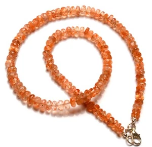 Collar de 16" con gemas de piedra solar natural tamaño de 5 a 7 mm facetadas en forma de rondelle - Imagen 1 de 6