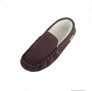 SNUGRUGS Suede Wool Lined Sheepskin Moccasin Slippers Suede Sole UK 13 - Picture 1 of 3