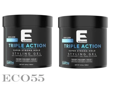 Elegance hair gel triple action extra strong hold earth 16.9oz/500ml x 2 pack - Image 1 of 3