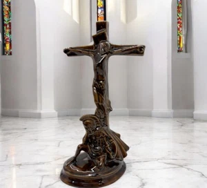 Christ On The Cross And The Centurion With Inscription Art Ceramic 9”x4.5” - Picture 1 of 9